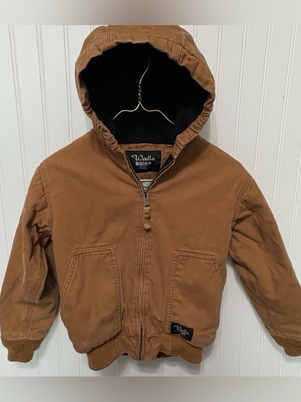 WALLS Blizzard Pruf Brown Canvas Work Western Jacket Coat Youth Boys Size 8 10